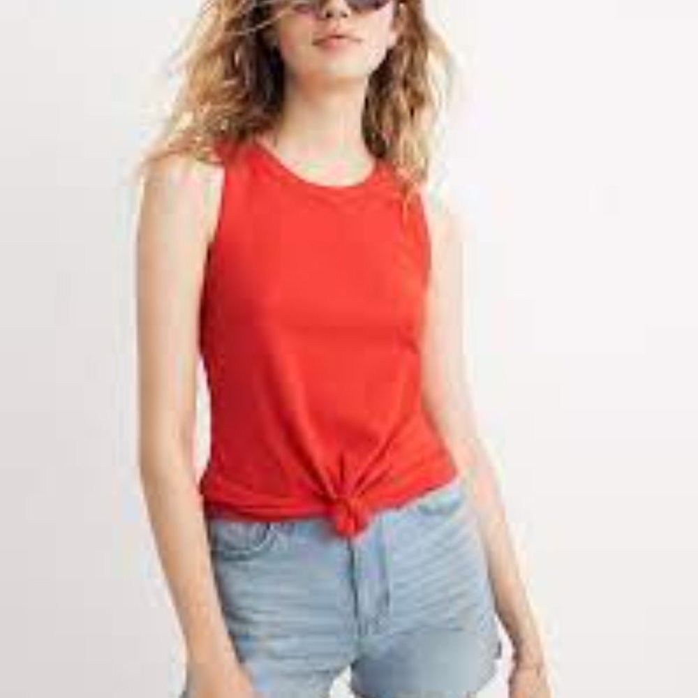 Madewell Red Audio Knot Front Tank Top Comfy Size Medium